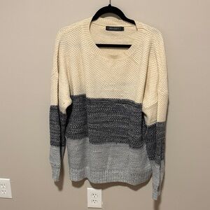 Mercantile Colorblock Crewneck Sweater - Cream & Gray